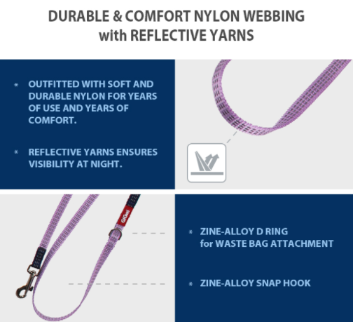 Đồ chơi chó mèo gigwi phụ kiện dây xích vòng cổ cho chó tiêu chuẩn châu âu vải phản quang an toàn