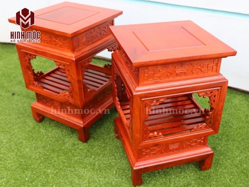 đôn đèn gỗ hương mặt vuông 38cm đôn đèn gỗ hương mặt vuông 38cm