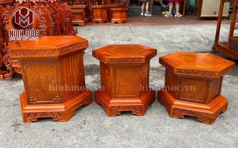 đôn gỗ lục giác cao 20cm đôn gỗ lục giác cao 20cm