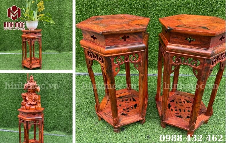 đôn gỗ trắc lục giác cao 70cm mặt 32cm đôn gỗ trắc lục giác cao 70cm mặt 32cm