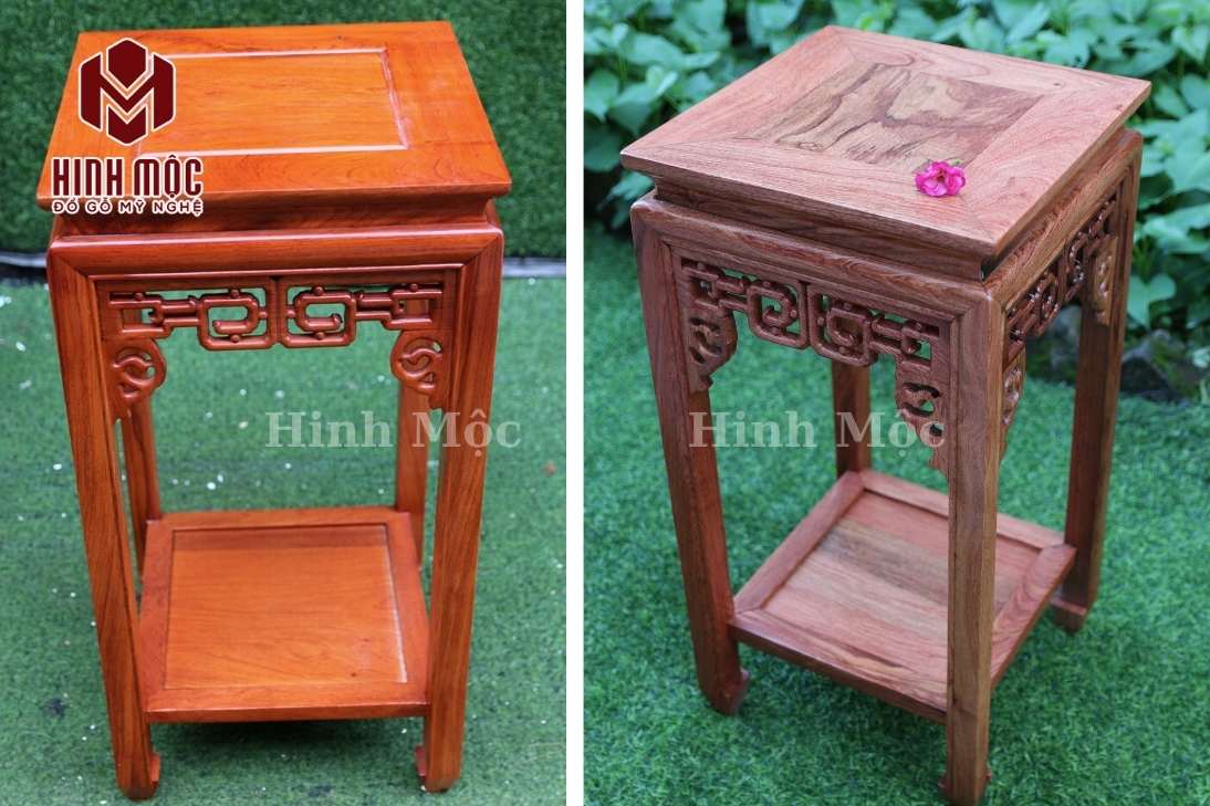 đôn kê tượng gỗ hương mặt vuông 30x30cm 4 đôn kê tượng gỗ hương mặt vuông 30x30cm 4