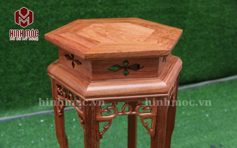 đôn lục giác gỗ gõ đỏ mặt 32 cm đôn lục giác gỗ gõ đỏ mặt 32 cm
