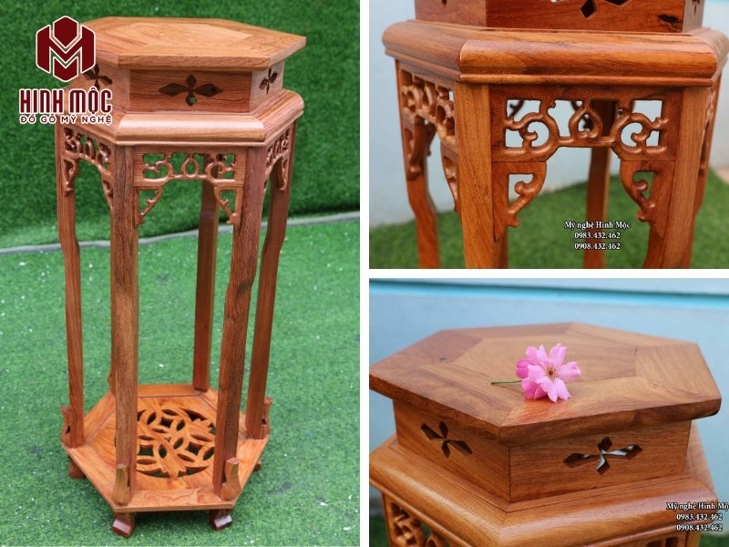 đôn lục giác cao 80cm gỗ gõ đôn lục giác cao 80cm gỗ gõ