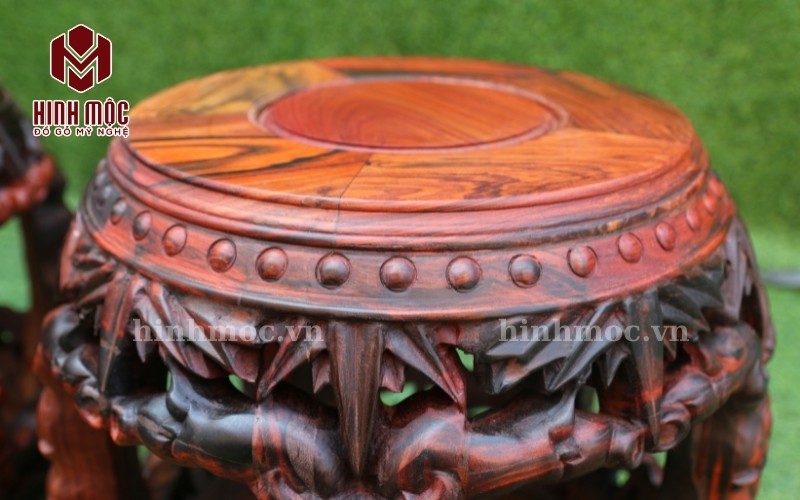 đôn trống trúc gỗ trắc mặt tròn 30 cm đôn trống trúc gỗ trắc mặt tròn 30 cm