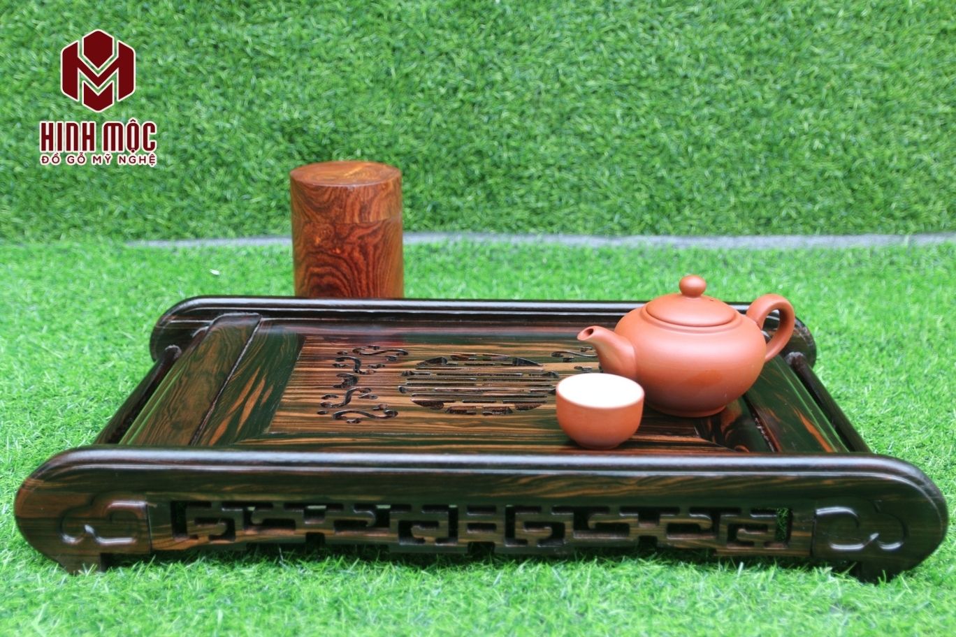 Khay trà cuốn thư gỗ mun được làm từ gỗ mun hoa cao cấp Khay trà cuốn thư gỗ mun được làm từ gỗ mun hoa cao cấp