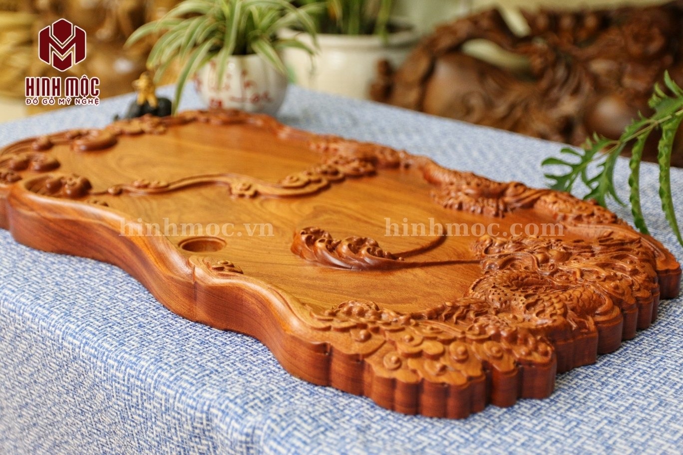 Khay trà đục rồng nguyên khối 2 Khay trà đục rồng nguyên khối 2