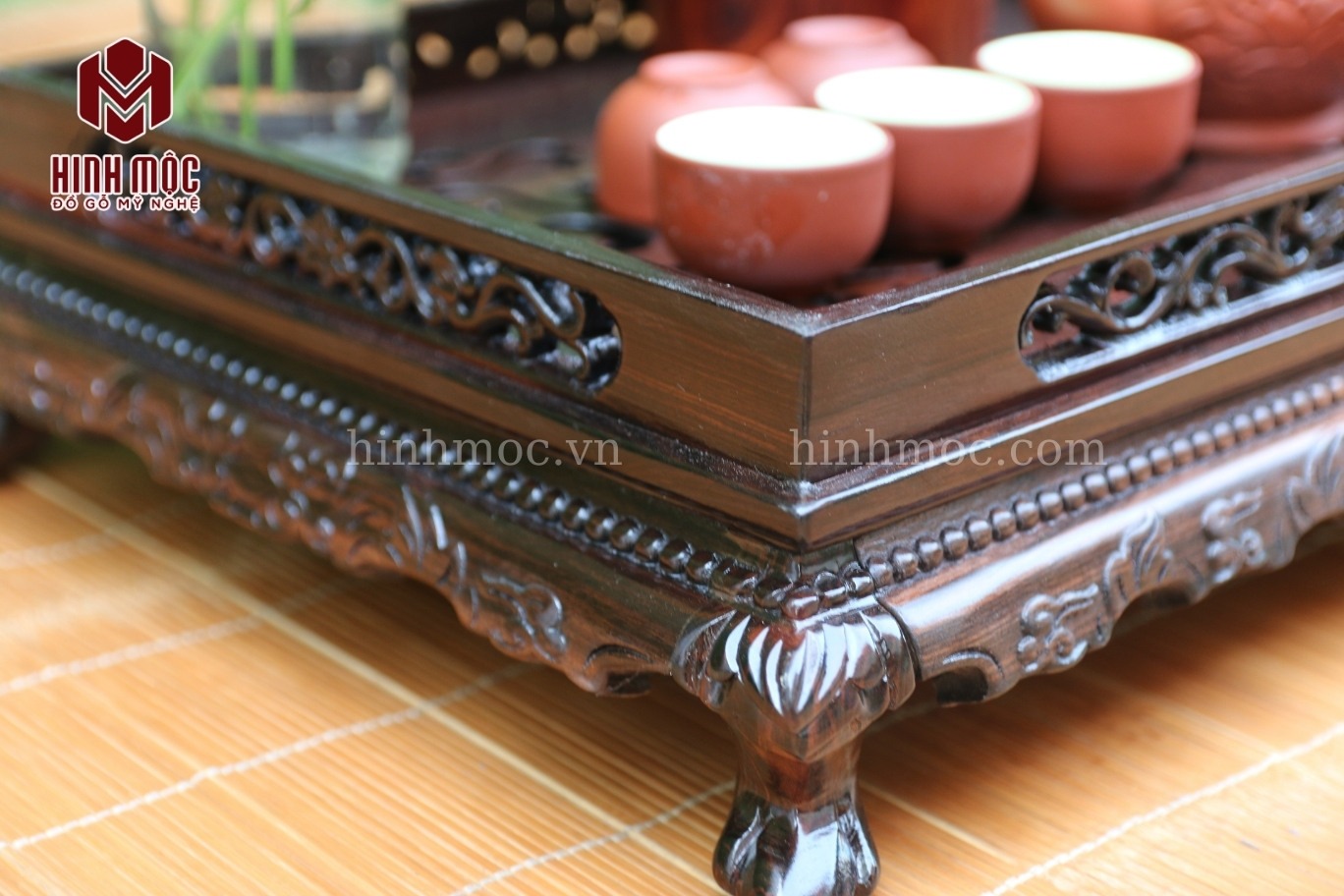 Khay trà gỗ mun chạm rồng (3) Khay trà gỗ mun chạm rồng (3)