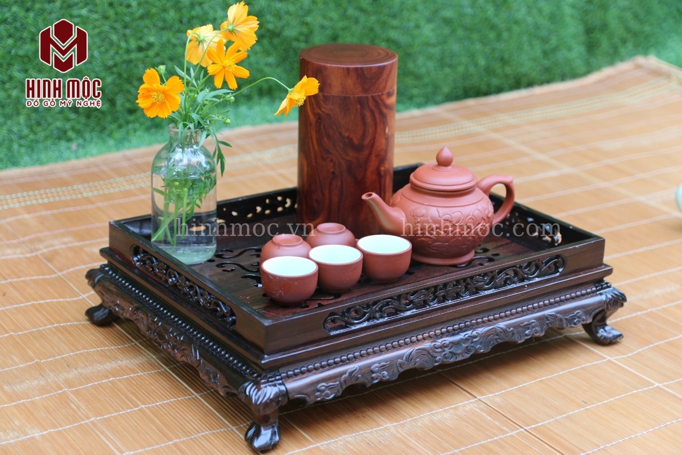 Khay trà gỗ mun chạm rồng (6) Khay trà gỗ mun chạm rồng (6)