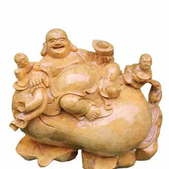Di Lặc 2 tiểu đồng gỗ nu kháo