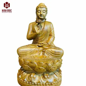 Tượng Phật Bổn Sư liên hoa gỗ bách xanh
