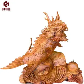 Cá chép hóa rồng cao 50cm gỗ hương ta