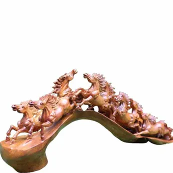 Tượng bát mã gỗ hương dài 90cm