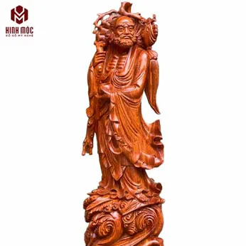 Đạt Ma khất thực gỗ hương cao 80cm