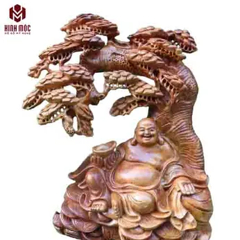 Di Lặc ngồi tùng cao 70cm gỗ xá xị