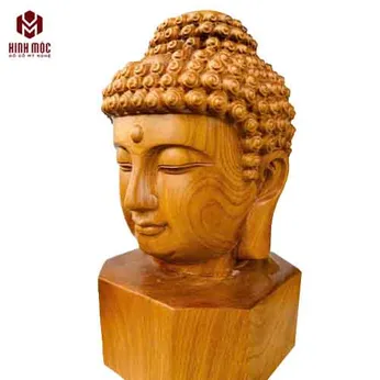 Diện Phật gỗ bách xanh cao 20cm
