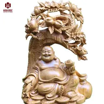 Di Lặc ngồi gốc cây đào gỗ xá xị