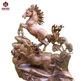 Đôi ngựa song mã cao 50cm gỗ hương ta
