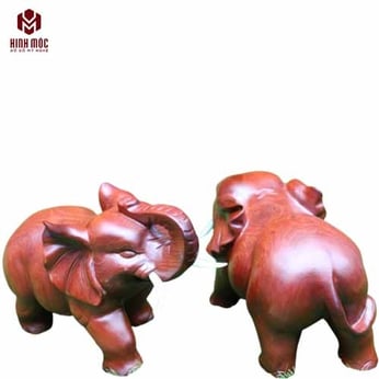 Đôi voi nhỏ gỗ hương ta dài 30cm