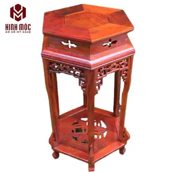 Đôn cao 60cm mặt lục giác gỗ hương đá