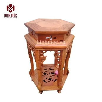 Đôn lục giác gỗ gõ đỏ cao từ 40-80cm cực đẹp