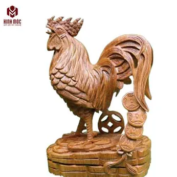 Gà trống tài lộc gỗ hương