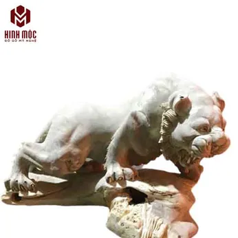 Tượng con hổ gỗ nu nghiến dài 50cm