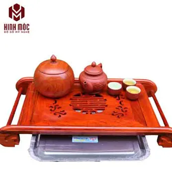 Khay chân cuốn gỗ hương giá rẻ