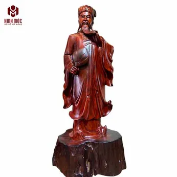 Tượng Khổng Minh để bàn gỗ trắc cao 40cm