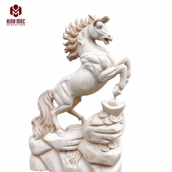 Ngựa chồm cao 70cm gỗ ngọc am để mộc