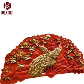 Quạt gỗ chim công - Phu thê viên mãn