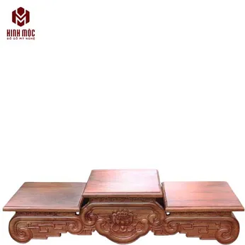 Chân đế 3 cấp kê bát hương màu nâu gụ