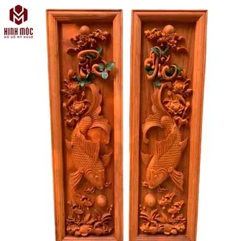 Tranh cá chép khung trơn 1,07m