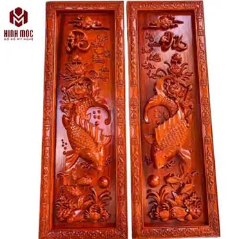 Tranh cá chép Phúc Đức đục sâu