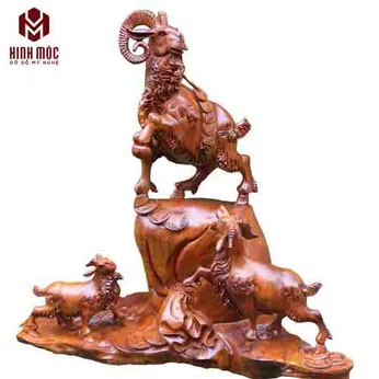 Tượng 3 con dê gỗ hương