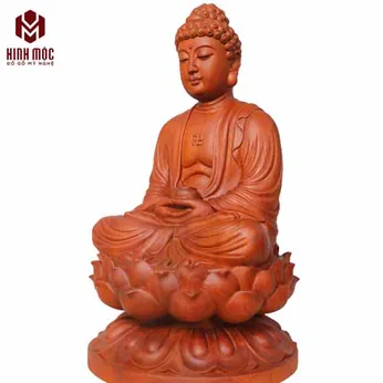 Tượng A Di Đà cao 40cm gỗ hương đá