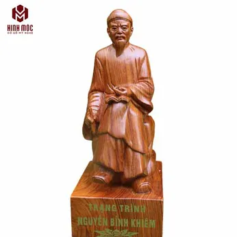 Ông Nguyễn Bỉnh Khiêm cao 30cm gỗ hương