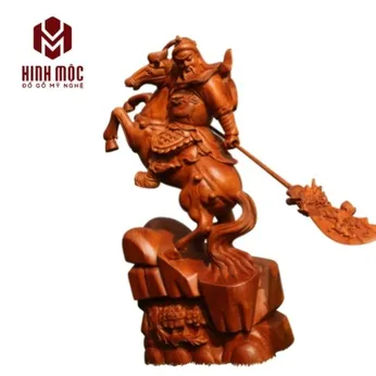 Tượng Quan Công cưỡi ngựa gỗ hương