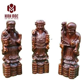 Tượng tam đa gỗ trắc dây cao 40cm