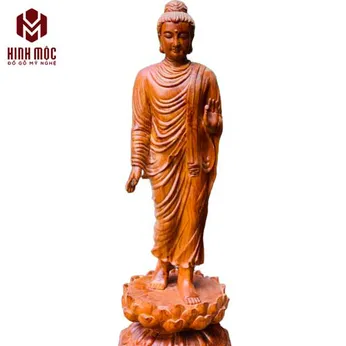 Tượng Thích Ca đứng 60cm gỗ hương