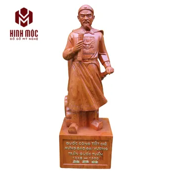 Tượng Trần Hưng Đạo gỗ hương cao 80cm đế đục chữ nổi cực sắc nét