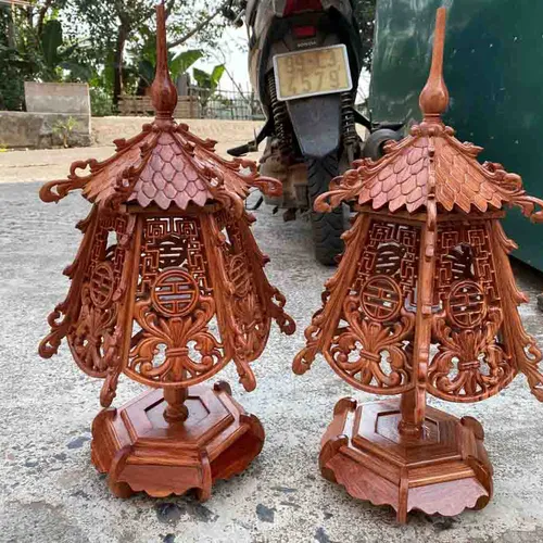 Đèn thờ gỗ hương đá cao 60cm