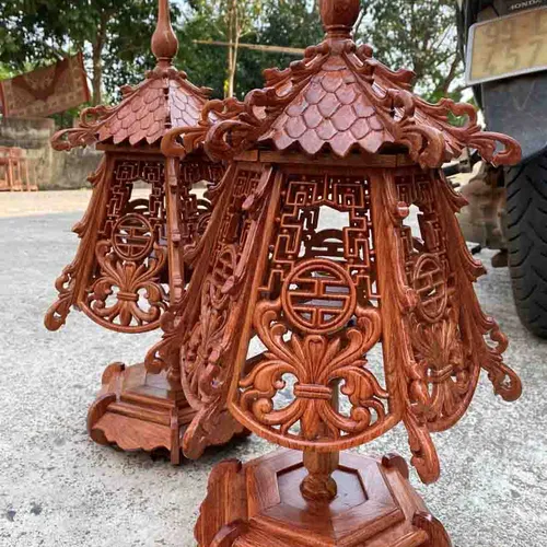 Đèn thờ gỗ hương đá cao 60cm