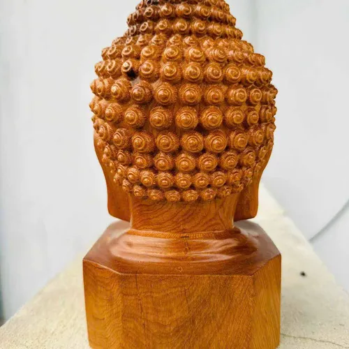 Diện Phật gỗ bách xanh cao 20cm
