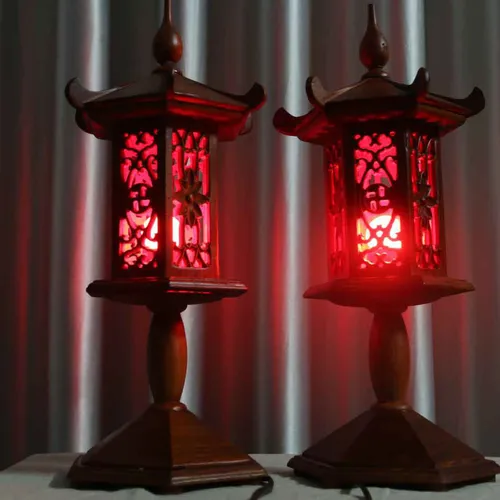 Đèn thờ mái chùa gỗ hương ta cao 50cm