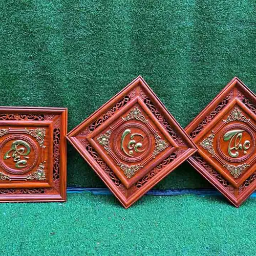 Tranh vuông chữ Phúc Lộc Thọ rộng 55cm
