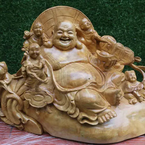 Di Lặc ngũ phúc gỗ xá xị