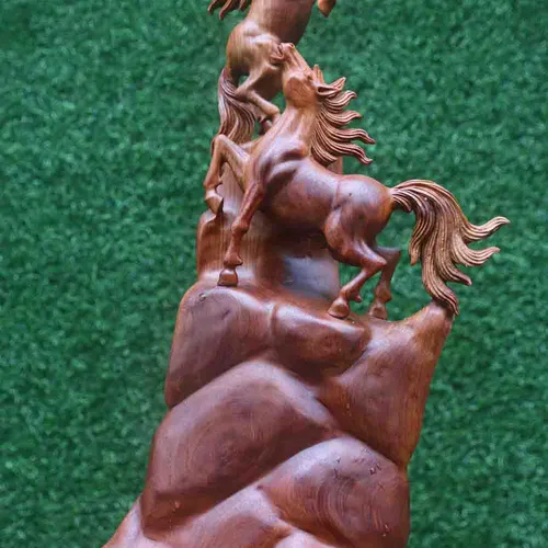 Song mã uyên ương gỗ hương cao 52cm