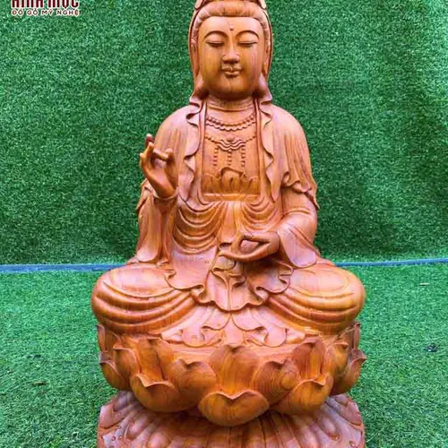 Tượng gỗ Bồ Tát ngồi đài sen 