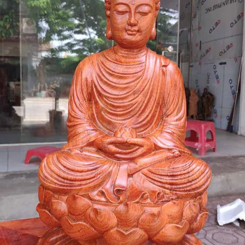 Tượng Bổn Sư ngồi đài sen cao 40cm gỗ hương