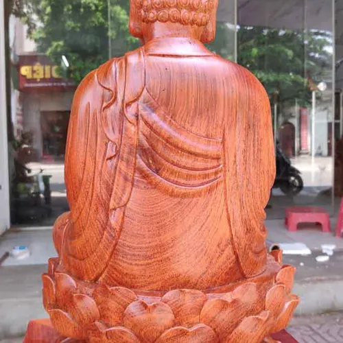 Tượng Bổn Sư ngồi đài sen cao 40cm gỗ hương